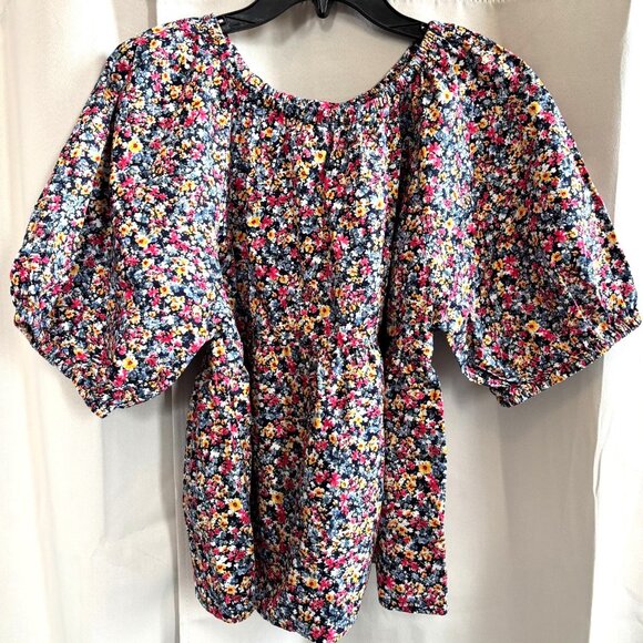 Old Navy Womens Top Large Ditsy Floral Western Empire Waist Boho Peasant 18711 - Picture 1 of 7